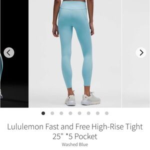 Lululemon Fast and Free High-Rise Tight 25" *5 Pocket size 14 NWT WASHED BLUE